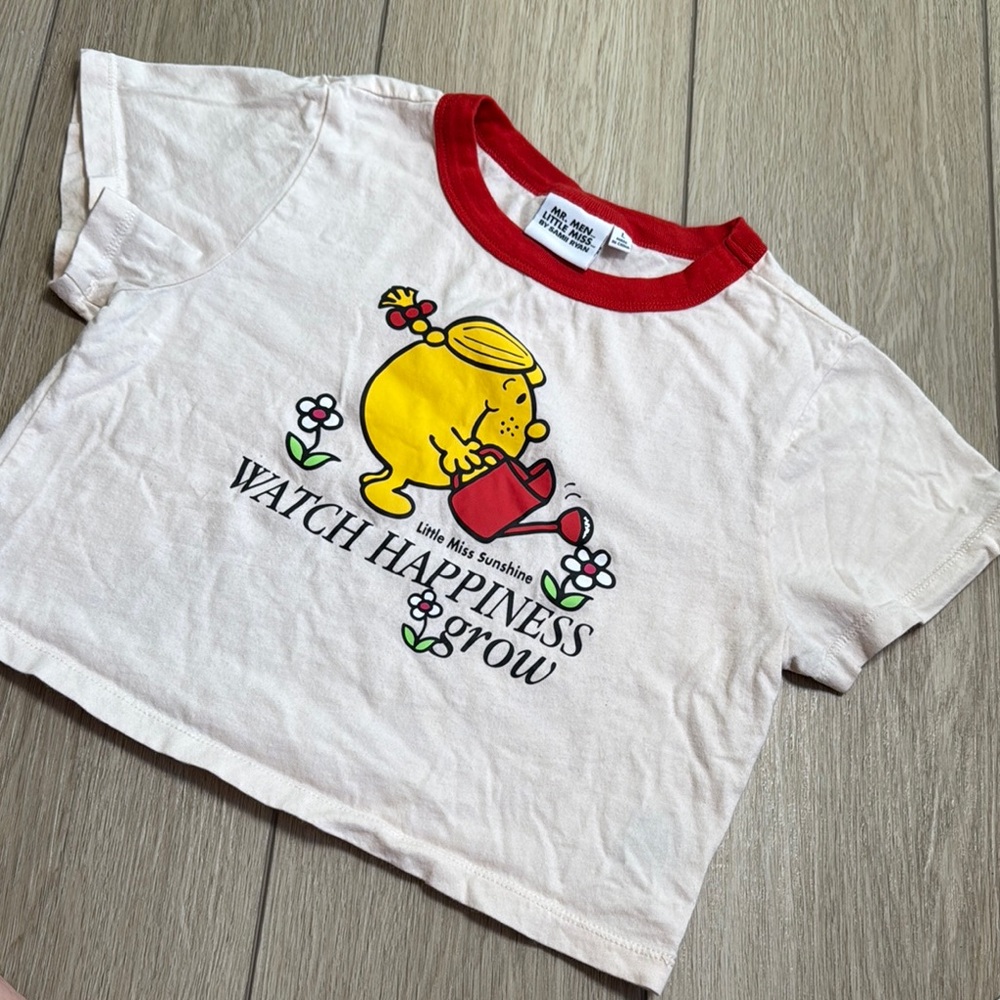 Mr. Men Little Miss Cropped T-Shirt Watch Happiness Grow By Sami Ryan